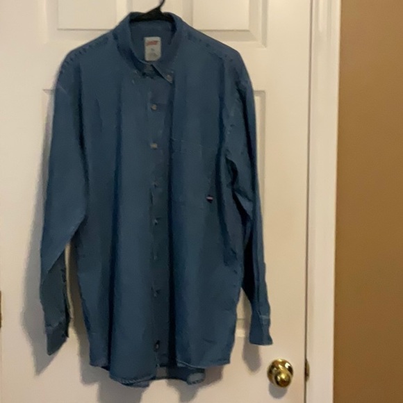 Dickies 100% Cotton Long Sleeves Button Down Medium Wash Denim Shirt Size XL - Picture 1 of 13